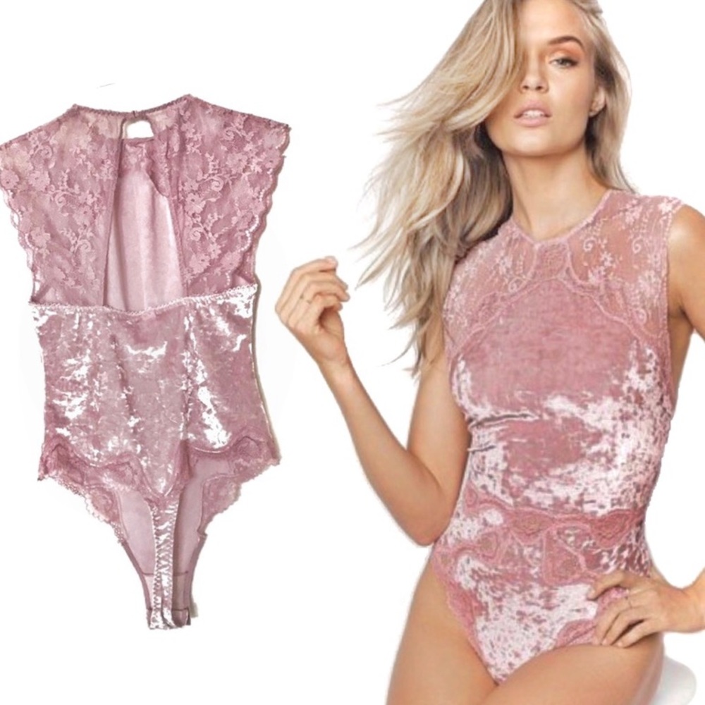 Victoria’s Secret Velvet Teddy Bodysuit w/ Lace